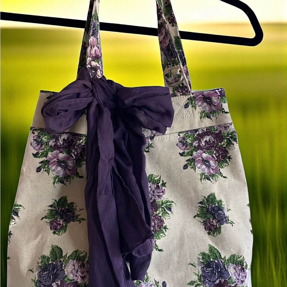 Floral Jessie Steele Tote Bag with Purple Accents